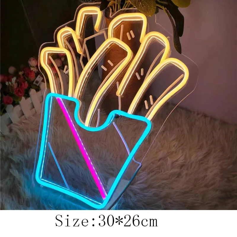 フライドポテト ネオンサイン ピザ ホットドッグ コーヒー 漫画