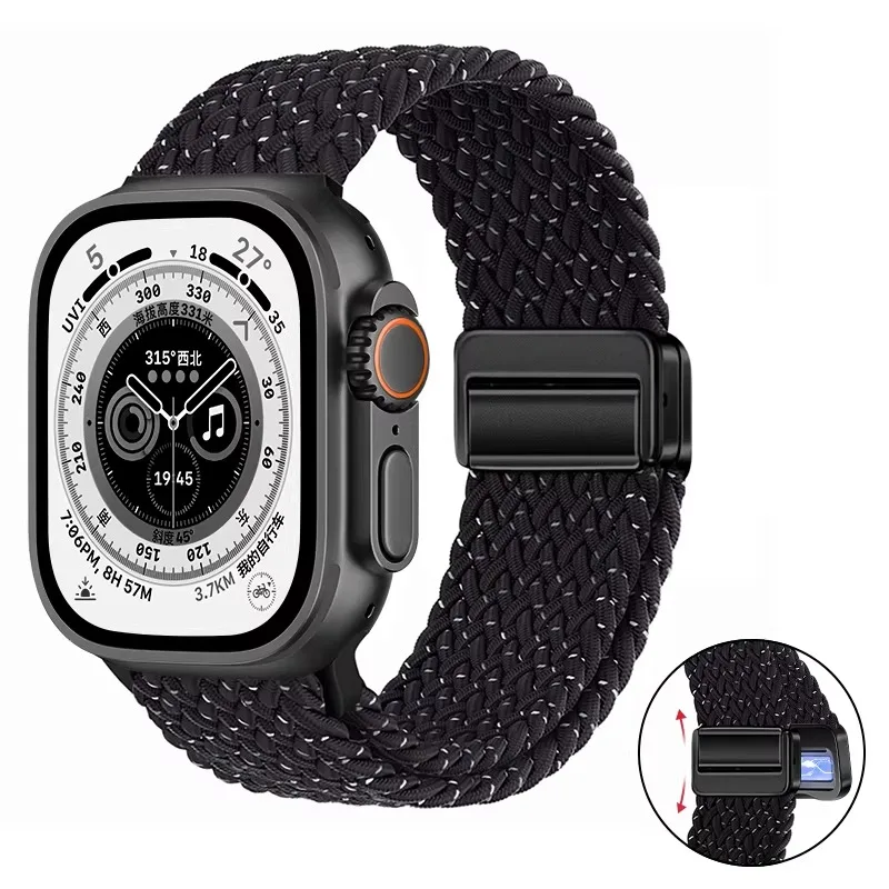 Breathable Nylon Braided Strap for Apple Watch - Adjustable Wristband