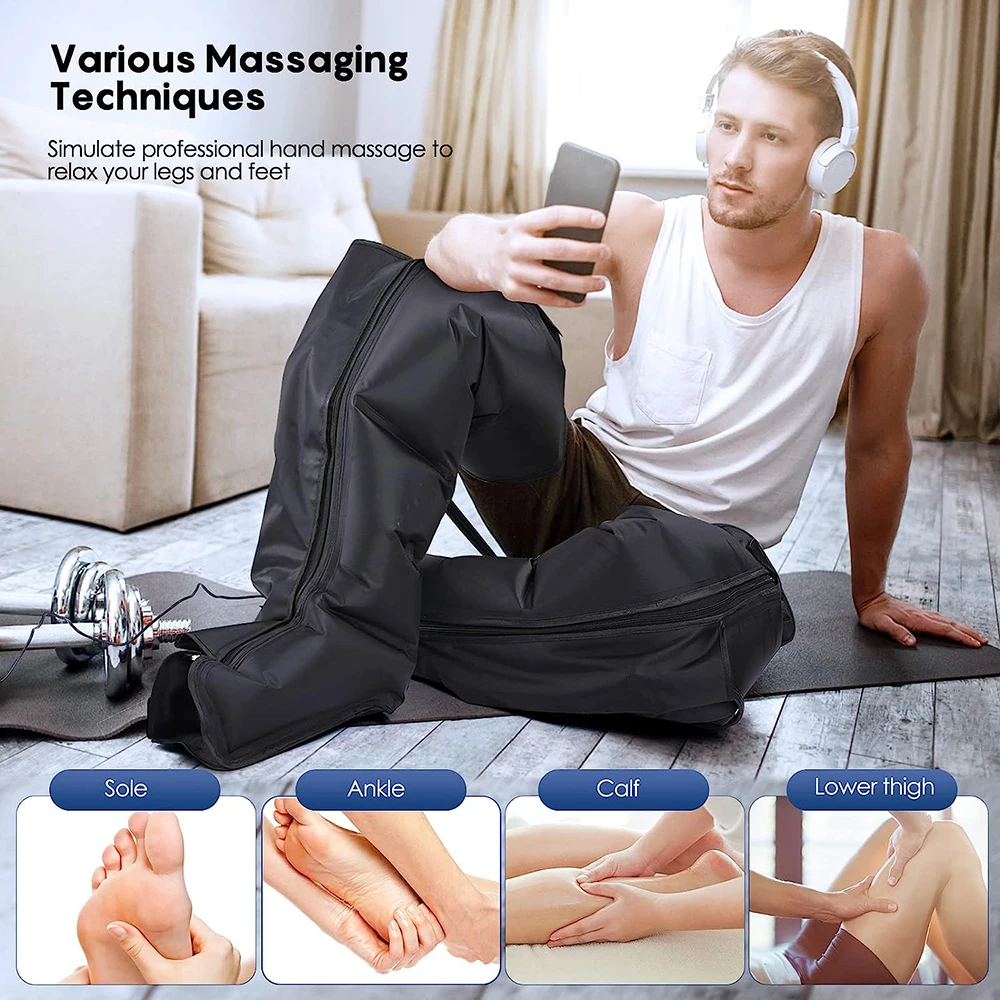 Σύστημα Air Massage Includes Storage Box 6 Chamber Compression Pump Recovery Boots Μασάζ ποδιών Relieve MuscleFatigue_voghion.com