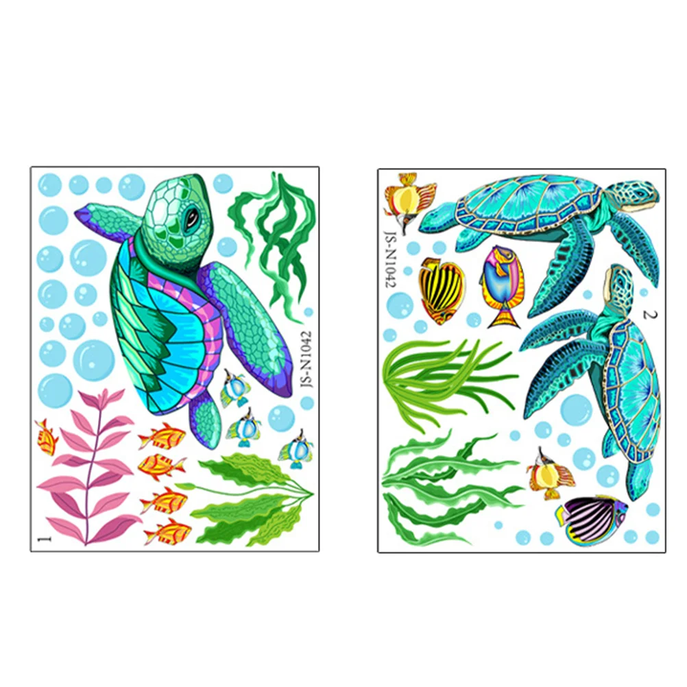 

2 Sheets Turtle Bath Sticker Bathtub Sea Animal Stickers Decal Decorate Wall Cartoon Pvc Child Bathroom Decoration