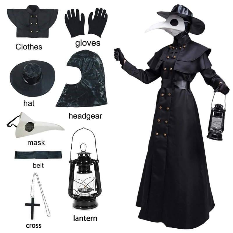 Plague Doctor Kostuum voor Volwassen Punk Creepy Pest Plague Doctor Kostuum voor Volwassen Punk Creepy Pest