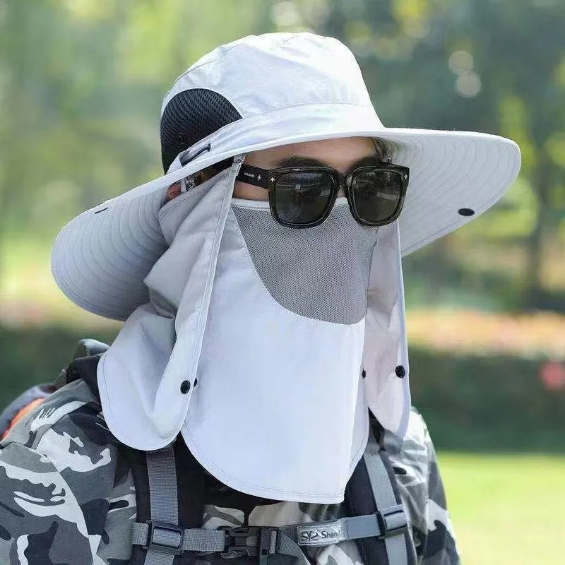 Description Picture 6 of itemSummer Outdoor Fishing Hat With Face Mask Fisherman Sun Hat Men Women Foldable Sun Cap For Camping Picnic Hunting Hiking