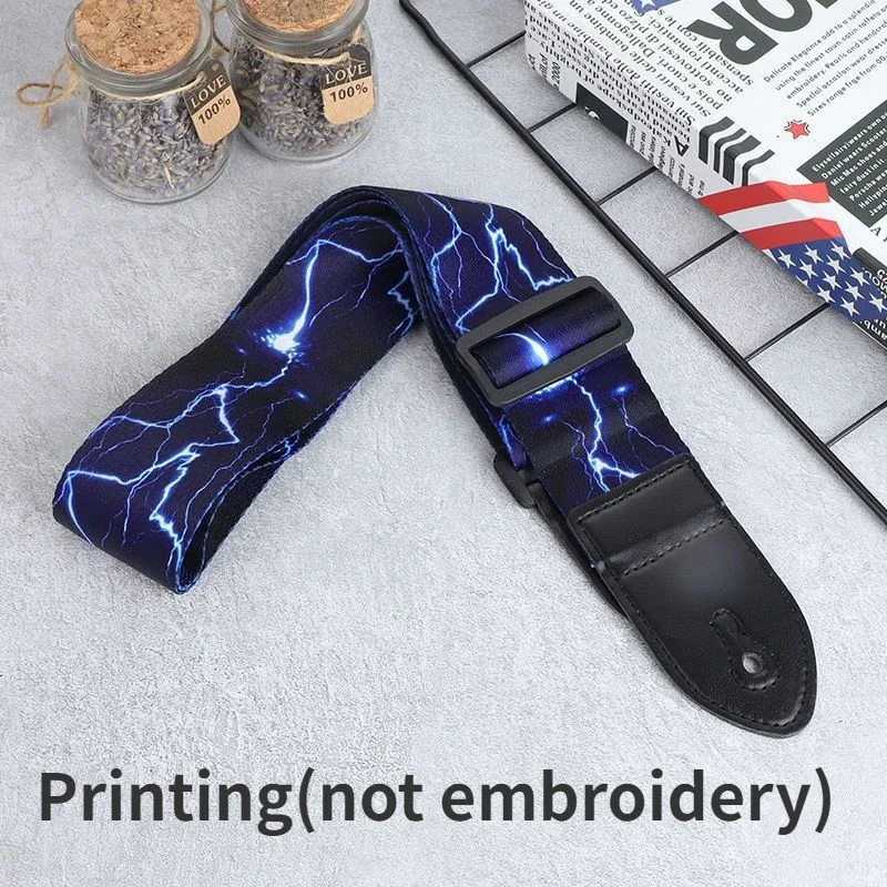 Vibrant Embroidered Cotton Guitar Strap - Extra Wide Adjustable Shoulder Belt