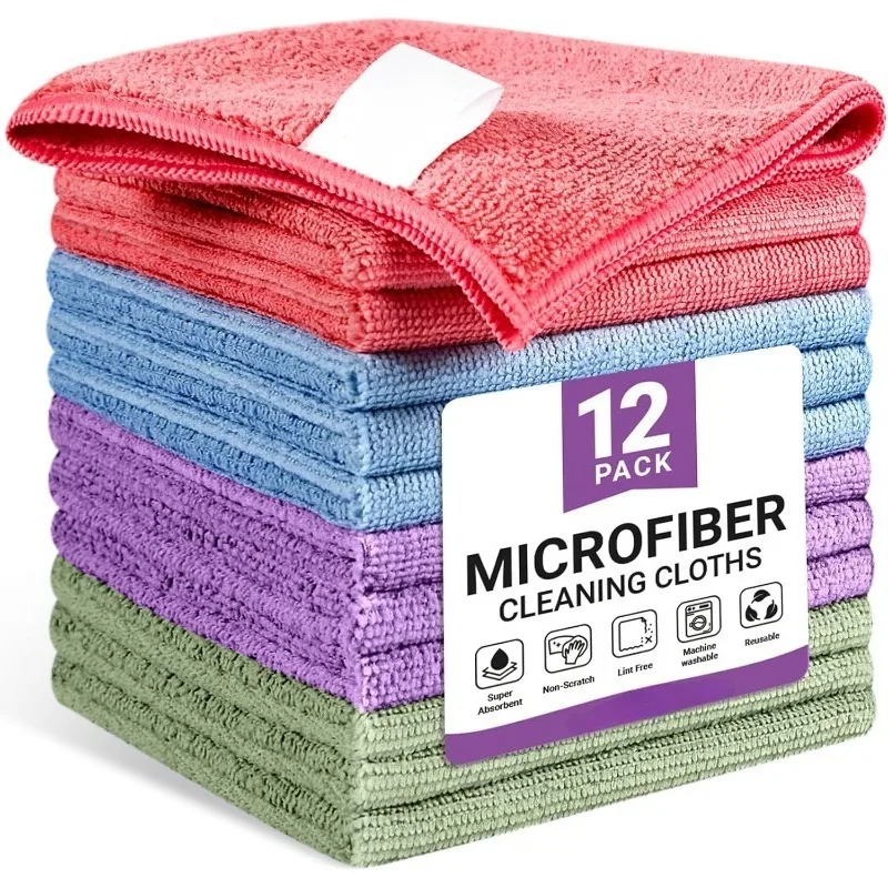 Assorted Microfiber Cleaning Cloths - Reusable Towels for Home, Car, and Kitchen Cleaning