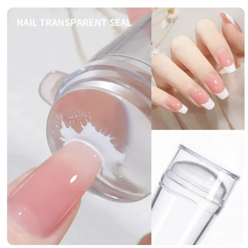 1 Sets of Silicone Transparent Seal Head Large Scraper Nail Color Transfer Tool Nail Art Template Molds Clear Nail Art Stamper 6
