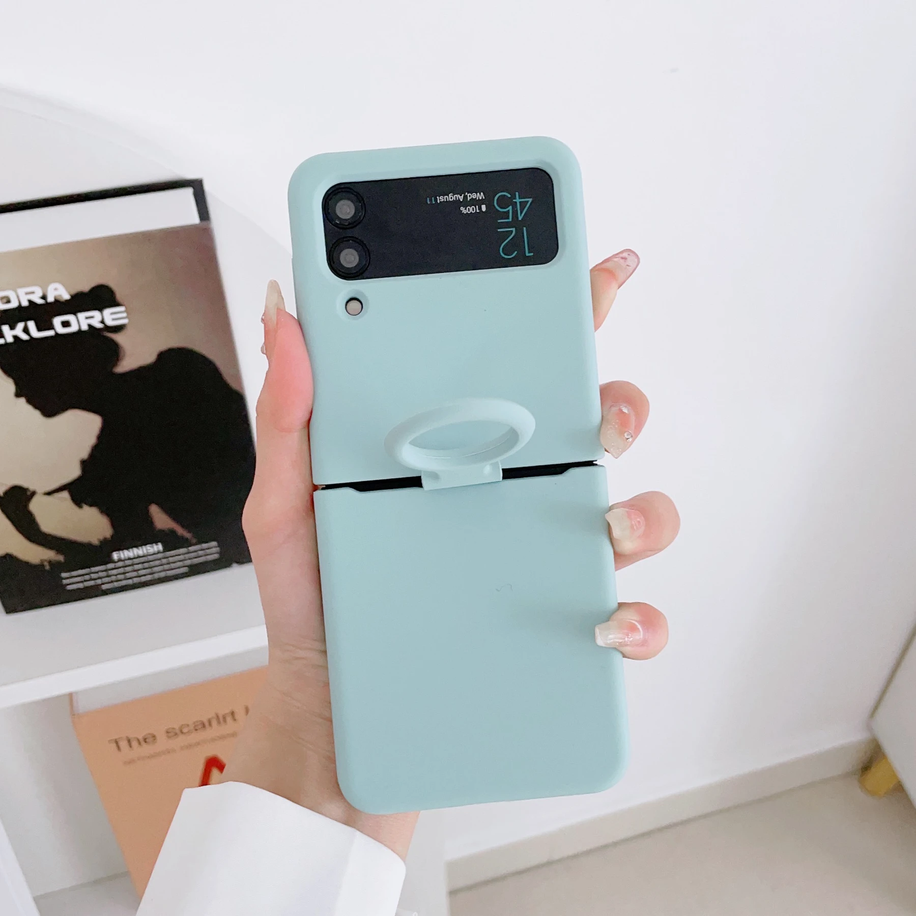 Liquid Silicone Ring Holder Case for Foldable Phones - Full Protection Fashion Cover