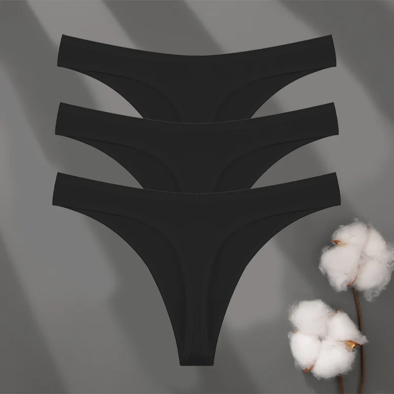 3Pcs/set Cotton Seamless Panties Comfort Underwear for Women Low Waist Breathable Thongs Sexy Solid Sport G-String Soft Lingerie