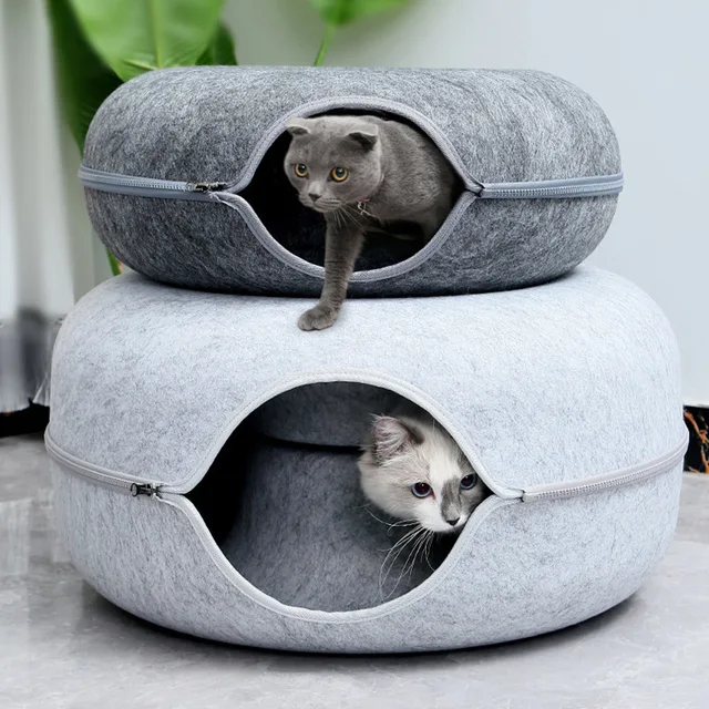 Donut Cat Bed Pet Cat Tunnel Interactive Game Toy Cat Bed Dual-use Indoor Toy Kitten Sports Equipment Cat Training Toy Cat House