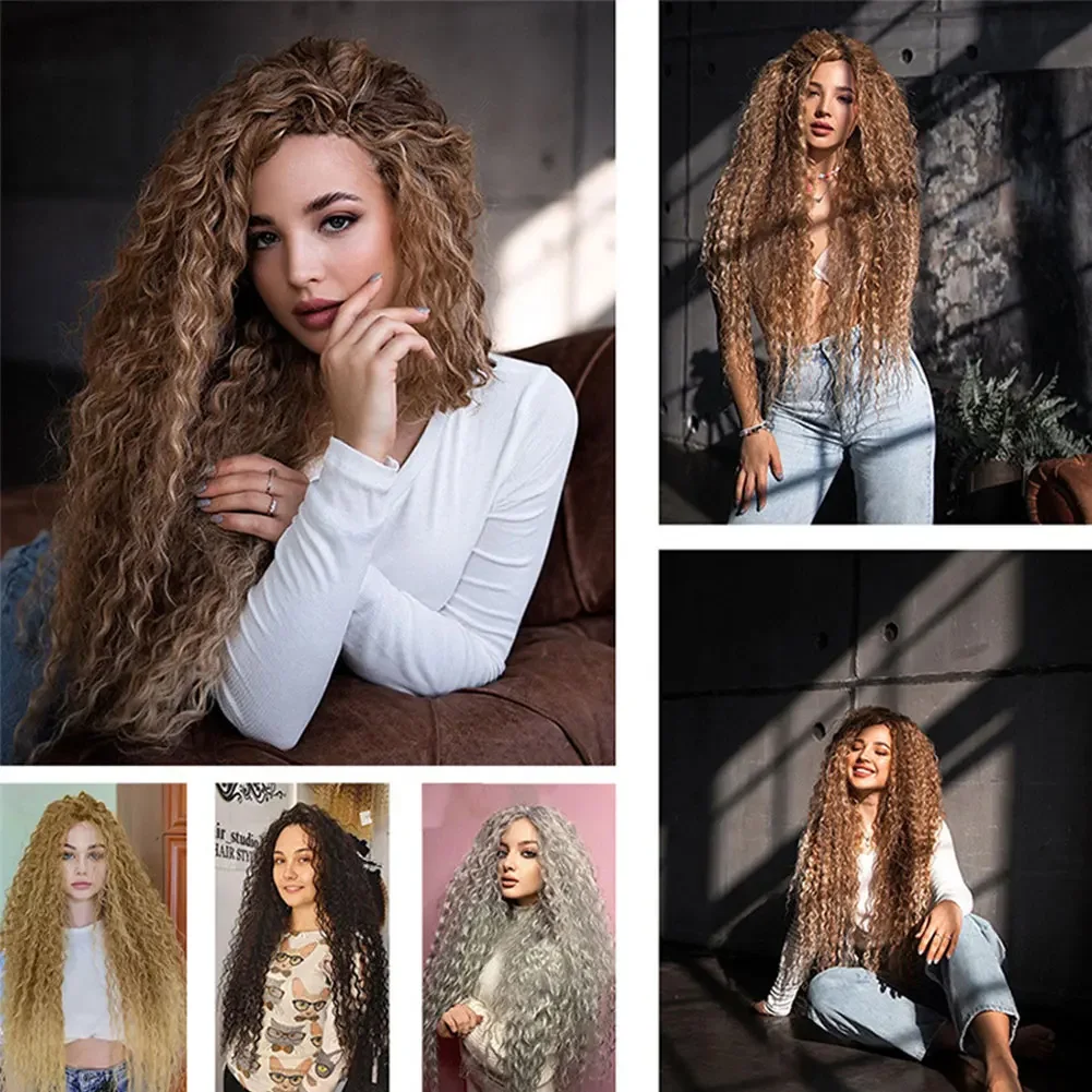 Synthetic Loose Deep Wave Braiding Hair Extensions 28 Inch Water Wave Ombre Blonde Twist Crochet Curly