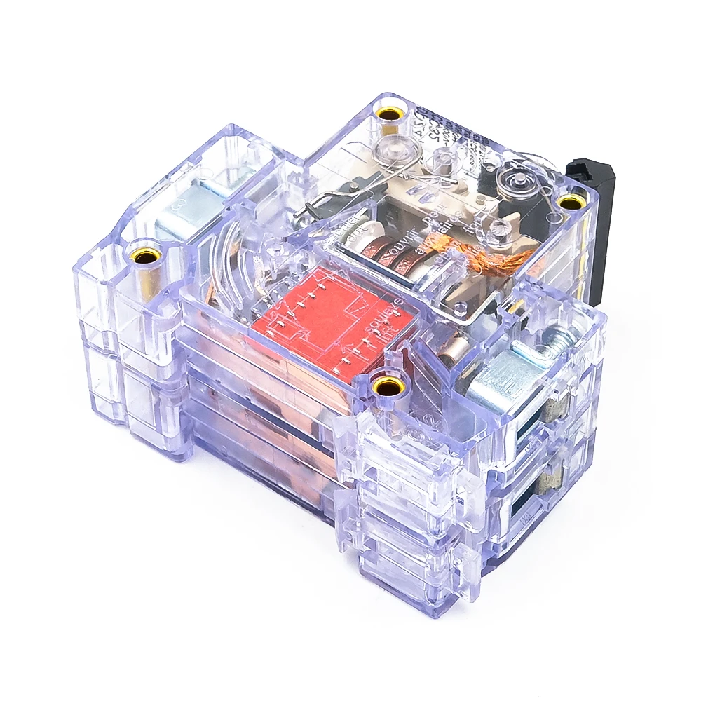 Transparent Circuit Breaker with Overload Protection, 16A-63A, DIN Rail Mount, 230V/400V, Home & Industrial Use