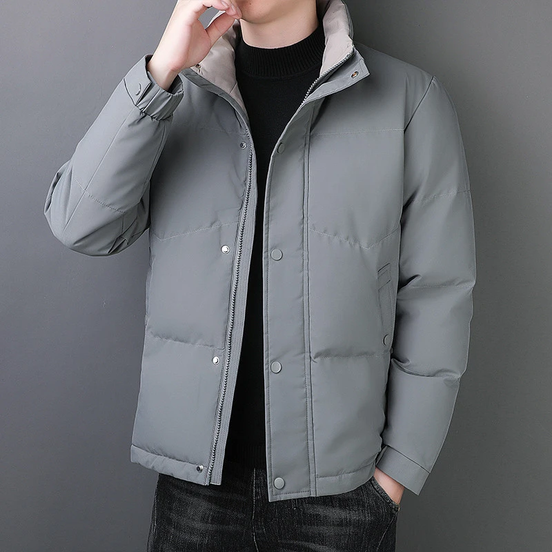 Thick Cotton-Padded Coat Stand Collar Business Casual Velvet Cotton Clothes Hong Kong Style Loose Casual Slim Jacket for Men