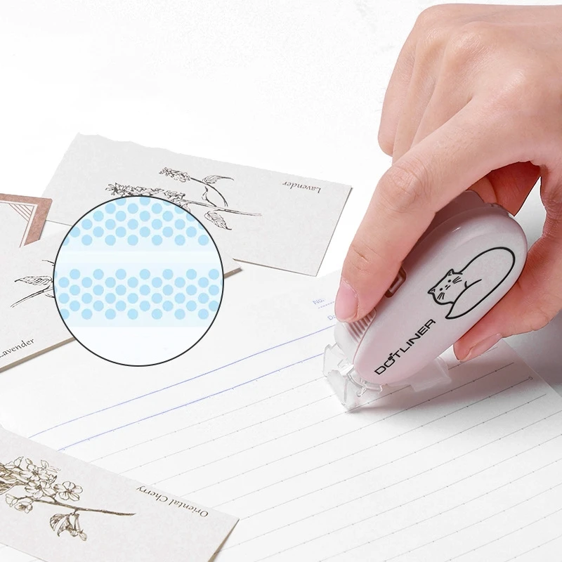 Kokuyo Cute Cat Glue Tape 6mm*8m Dot Liner Double Side Adhesive for Album Diary School F7595 3