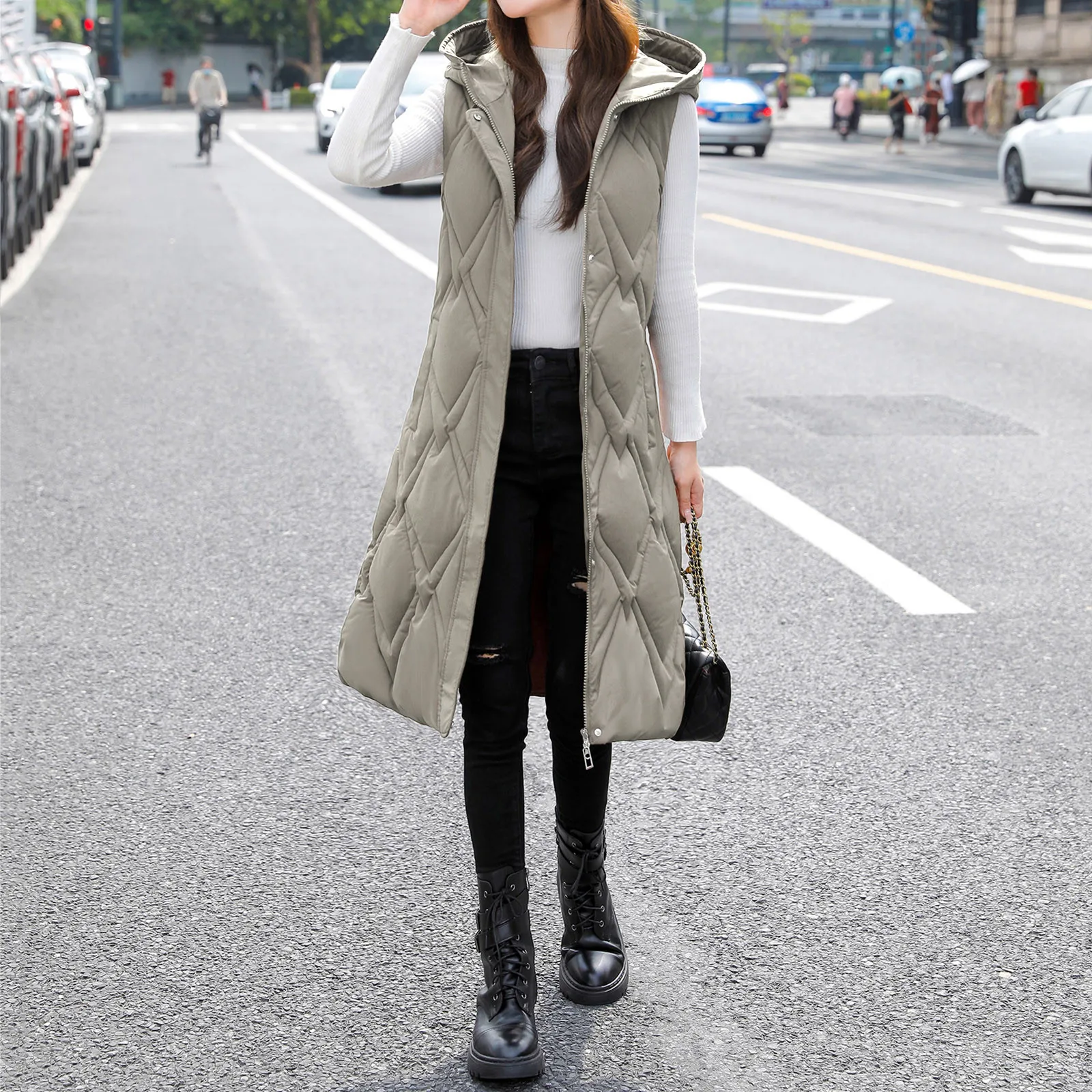 2021 Autumn Winter Cotton Vest Women Sleeveless Hooded Casual Coat- main image 1