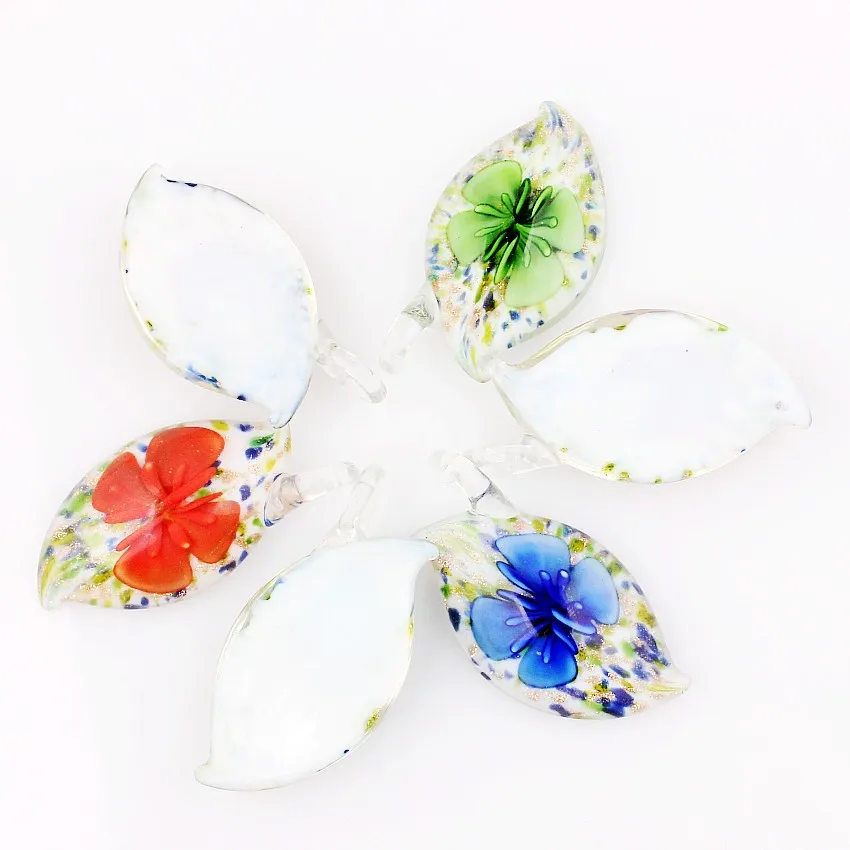 Qianbei Blumen-Anhänger, Großhandel, 6 Stück, handgefertigt, Muranoglas, Mix, Farbe, passend für Halskette, Modeschmuck, Geschenke – Detail 2