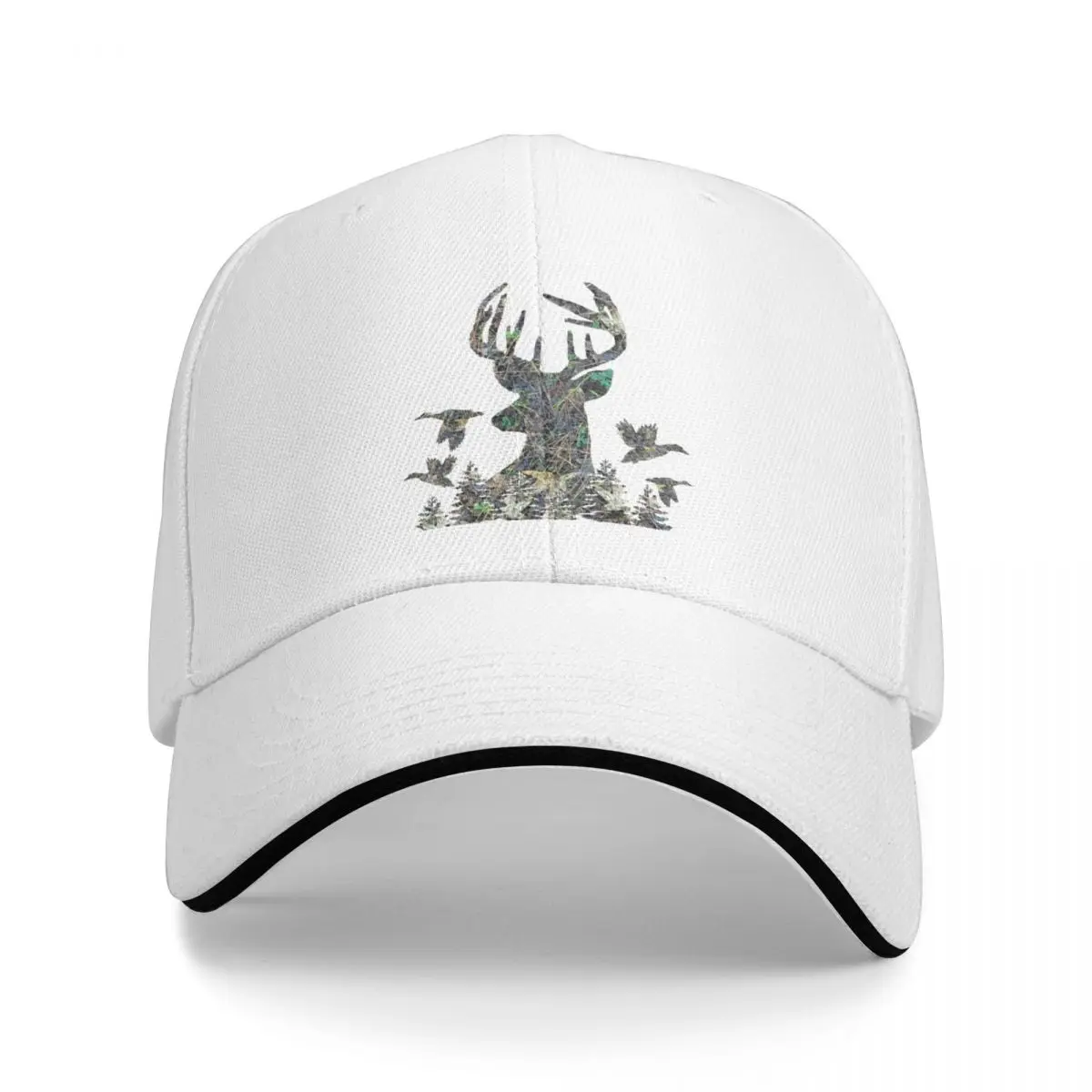 

Camouflage Whitetail Buck Deer, Camo Flying Ducks, Deer Hunting Camo Design Cap Baseball Cap Hood Man hat Women's