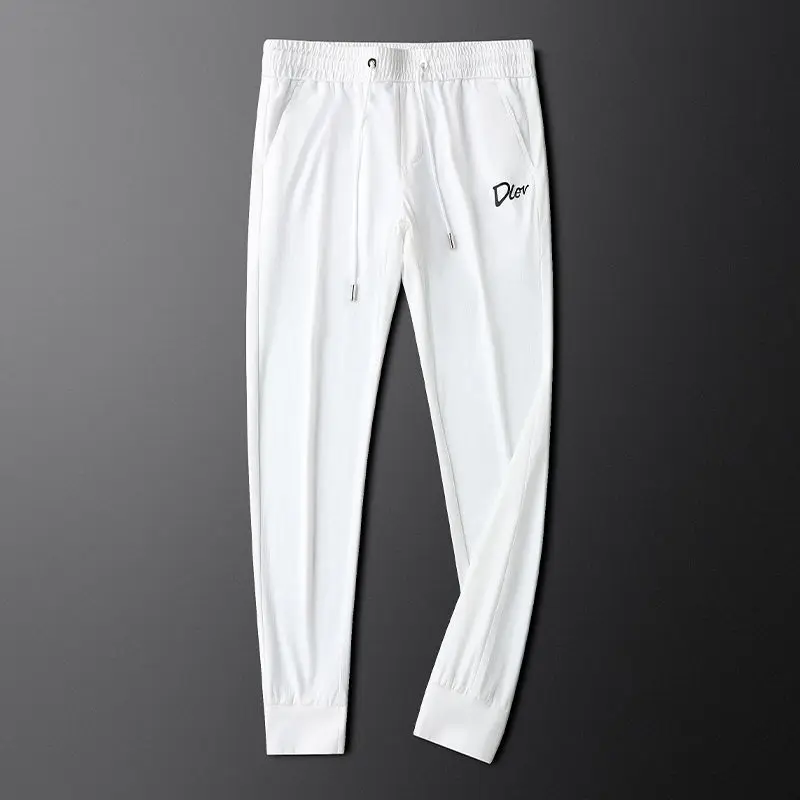 New Ice Silk Pants for Men's Casual Pants Breathable and Quick Drying Trend Versatile Sports Ties