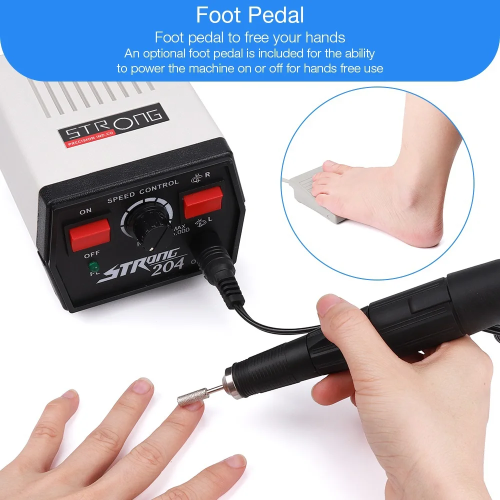 65W Electric Nail Drill Machine 35000rpm Strong 204 For Manicure Pedicure Machine Professional Nail File Sanding Grinding Device