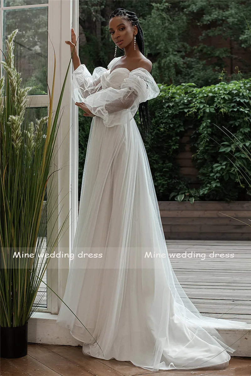 Vintage Modest Sheath Satin Off-the-shoulder 3/4 Length Sleeve Wedding Dress  - June Bridals