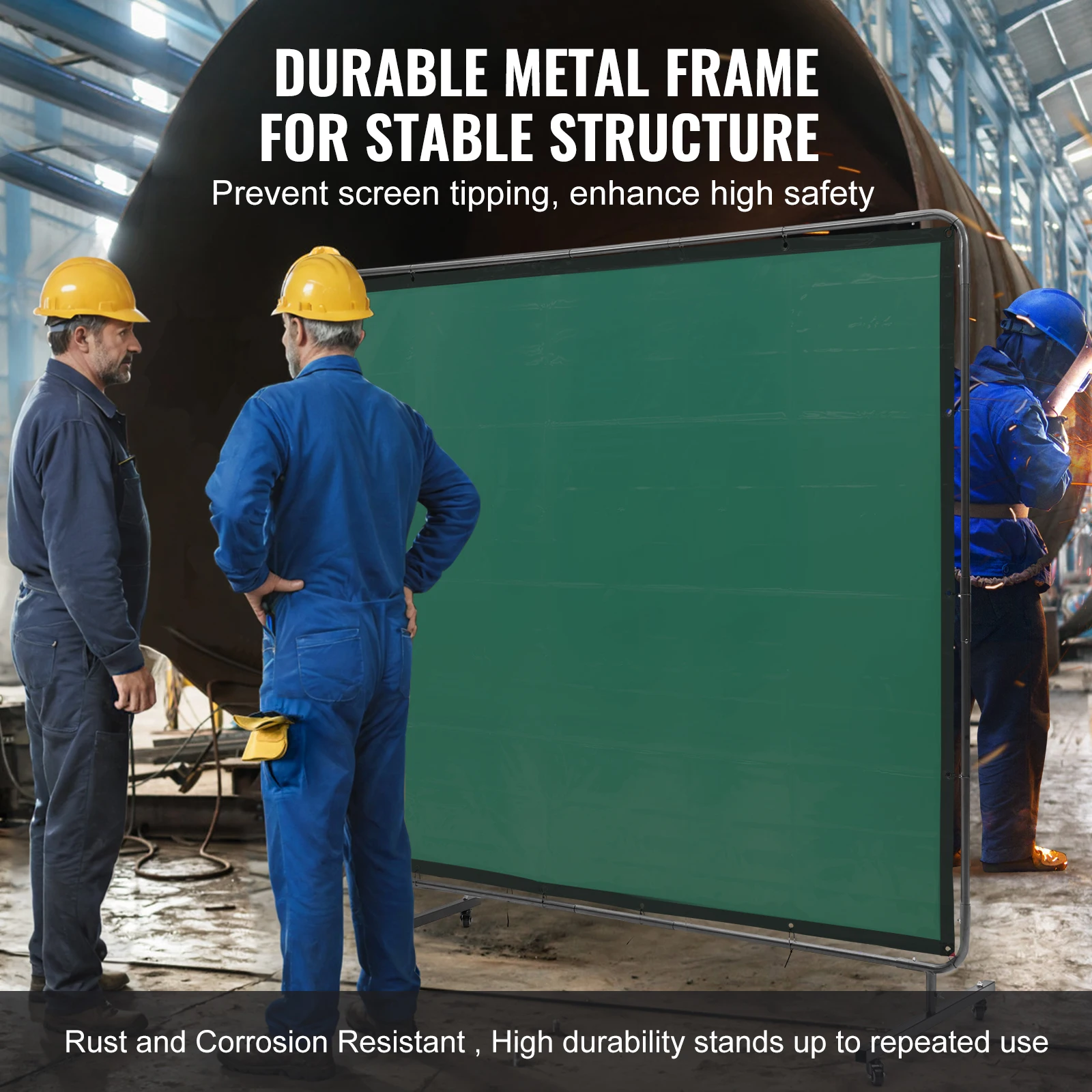 SucceBuy Welding Screen w/ Frame 6'x8' Welding Curtain Flame-Resistant Vinyl Welding Protection Screen for Workshop Industrial - 5