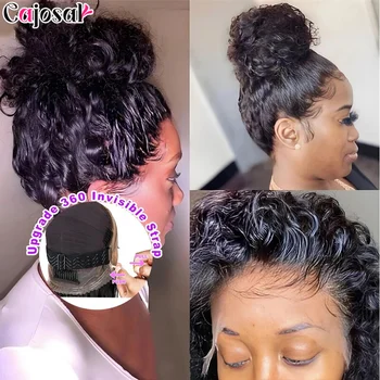 No Glue Upgrade Invisi Strap 360 Full HD Lace Frontal Kinky Curly Wig Black Human Hair 360 Drawstring Deep Water Wigs Glueless 1
