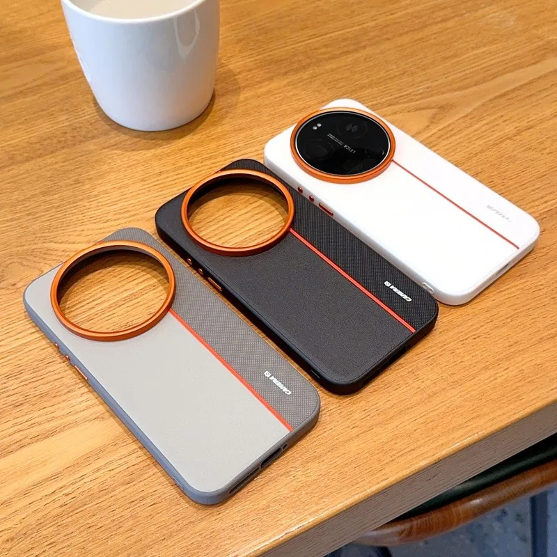 Fashion Colorful Faux Leather Skin Red Lens Ring Raised Protective Back Cover