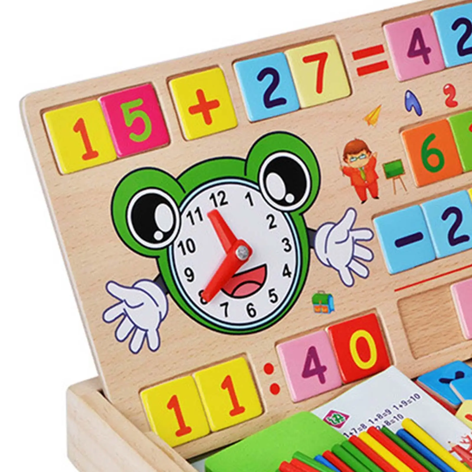 Wooden Toys Maths Games Teaching Learning Clocks Activity Toy Counting Toys Counting Sticks Box Set for addition subtraction