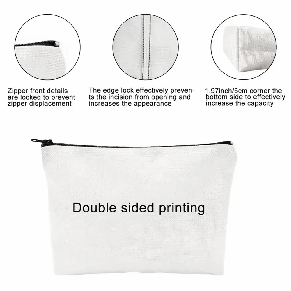 Stylish Cartoon Cat Print Clutch Bag Portable Zipper Cosmetic Bag With Linen Fabric Travel Toiletry Storage Pouch for Women 5