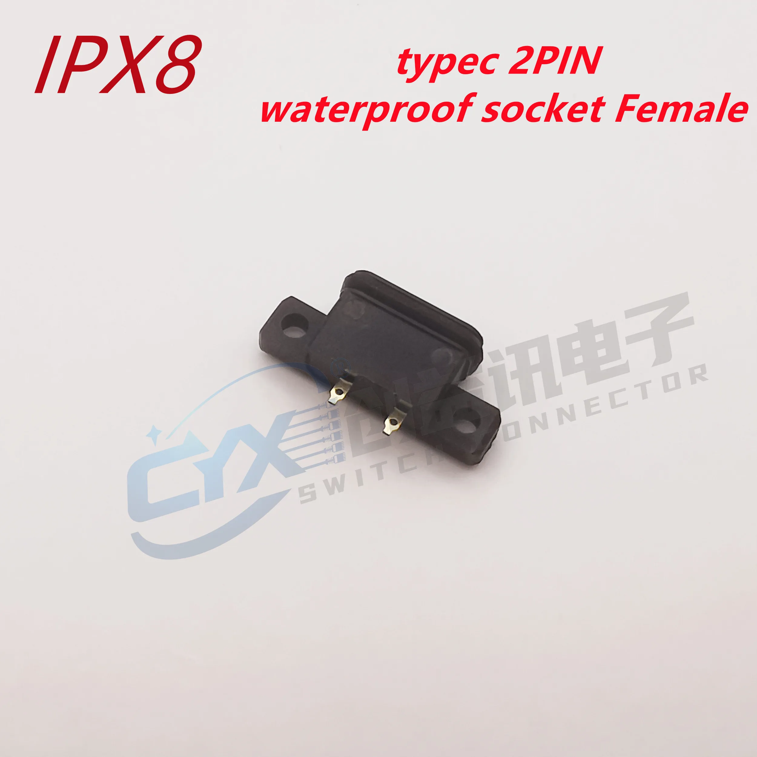 

TYPE C 2PIN Waterproof Female USB C Socket Port Binaural With Screw Hole Fast Charge Charging Interface degree USB Connector IP