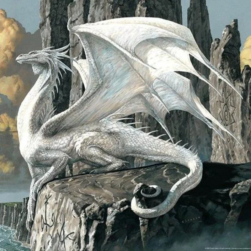70*100cm 2000pcs Advanced Paper Jigsaw Puzzles White Dragon Animal Painting Stress Reducing Blazing with Color Christmas Gifts 2
