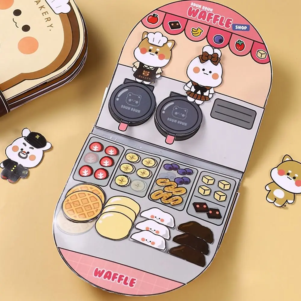 Paper Waffle Quiet Book Colorful Bread Cartoon Busy Book Fried Chicken Handmade Toy Snack Bar Sticker Game. 2