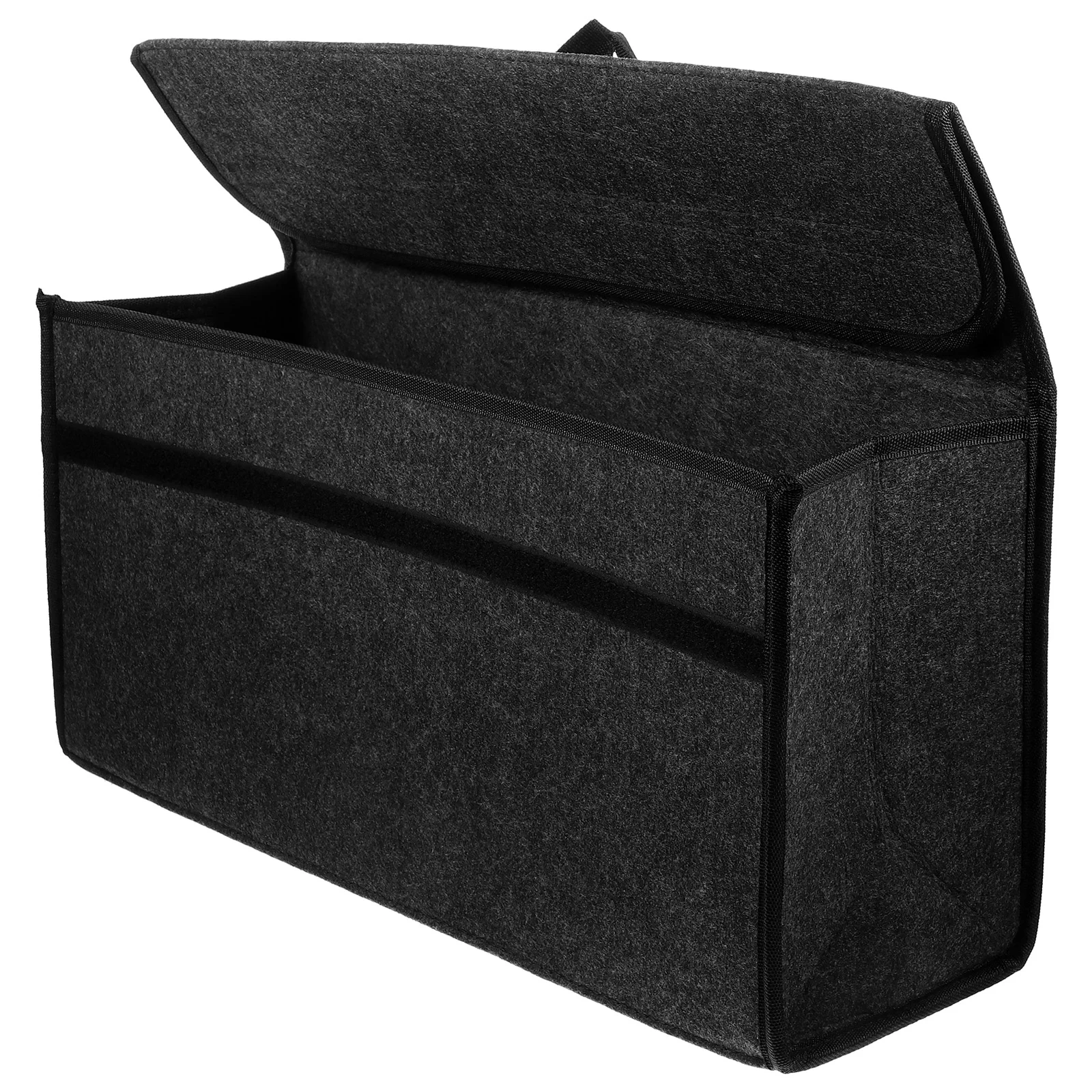 

Felt Car Trunk Organizer Auto Cargo Storage Container Collapsible Storage Box with Lid Large Capacity for Car Trunk Grey
