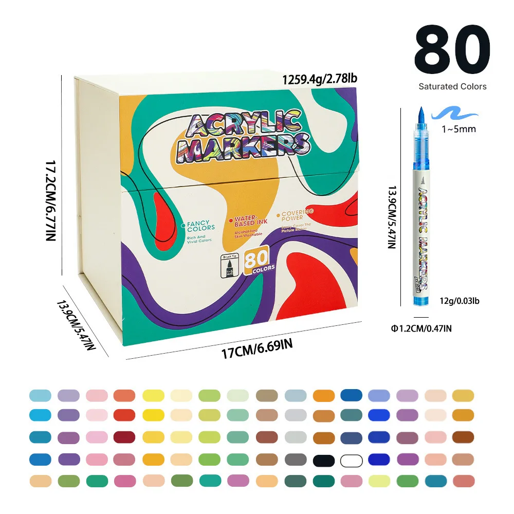 12-168색 아크릴 마커 듀얼 브러쉬 팁 패브릭, 돌, 세라믹, 유리, 캔버스, 나무 그림 그리기용 펜