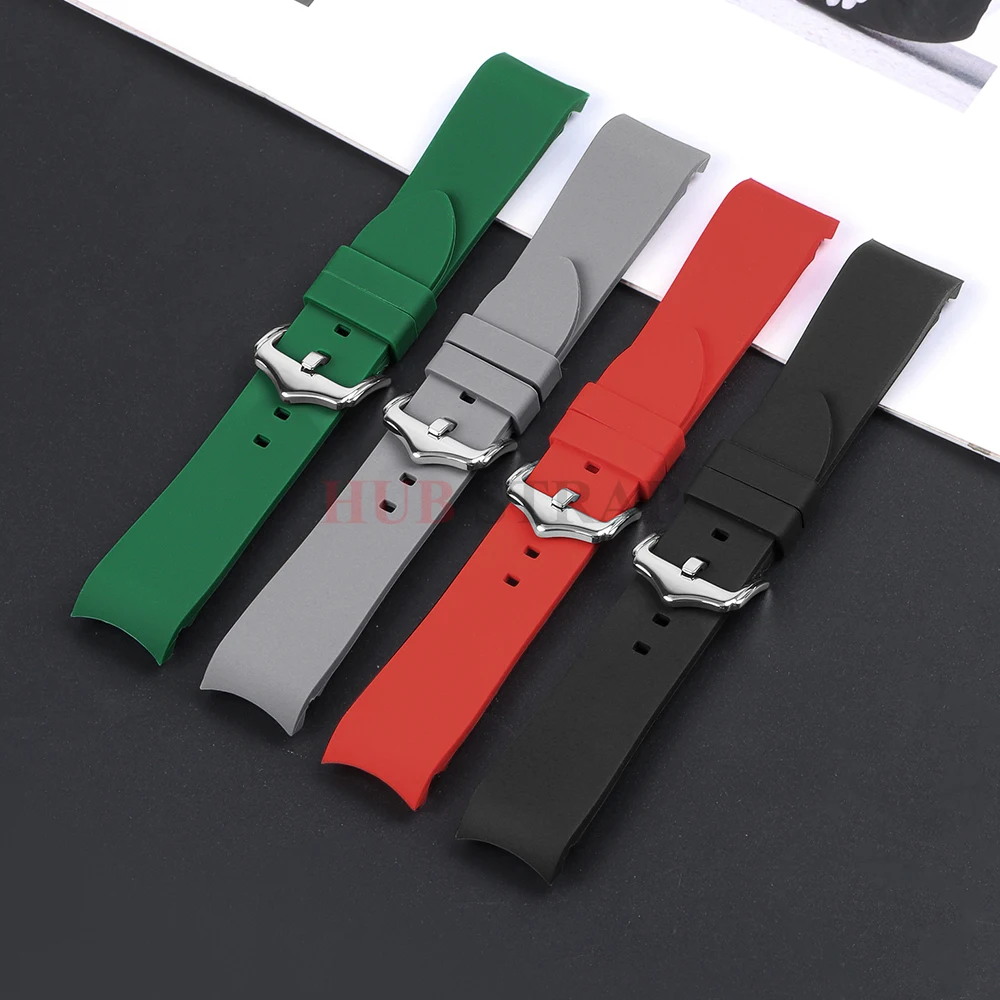 Sport Waterproof Rubber Silicone Wrist Strap with Curved End - Universal Design for Men and Women Accessories