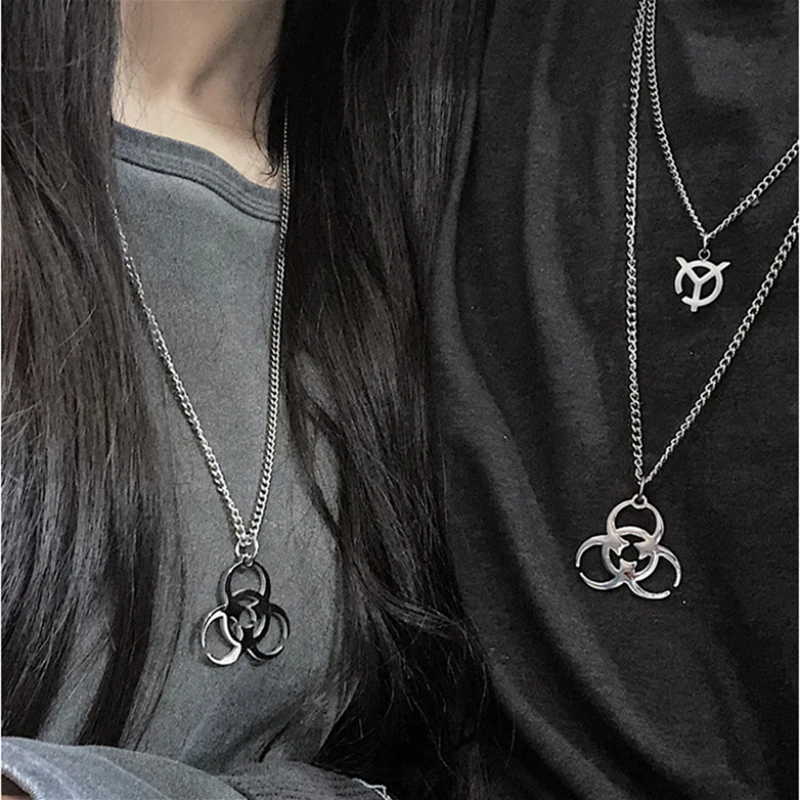 Punk Stainless Steel Necklace - Hip Hop Silver Couple Jewelry for Men and Women