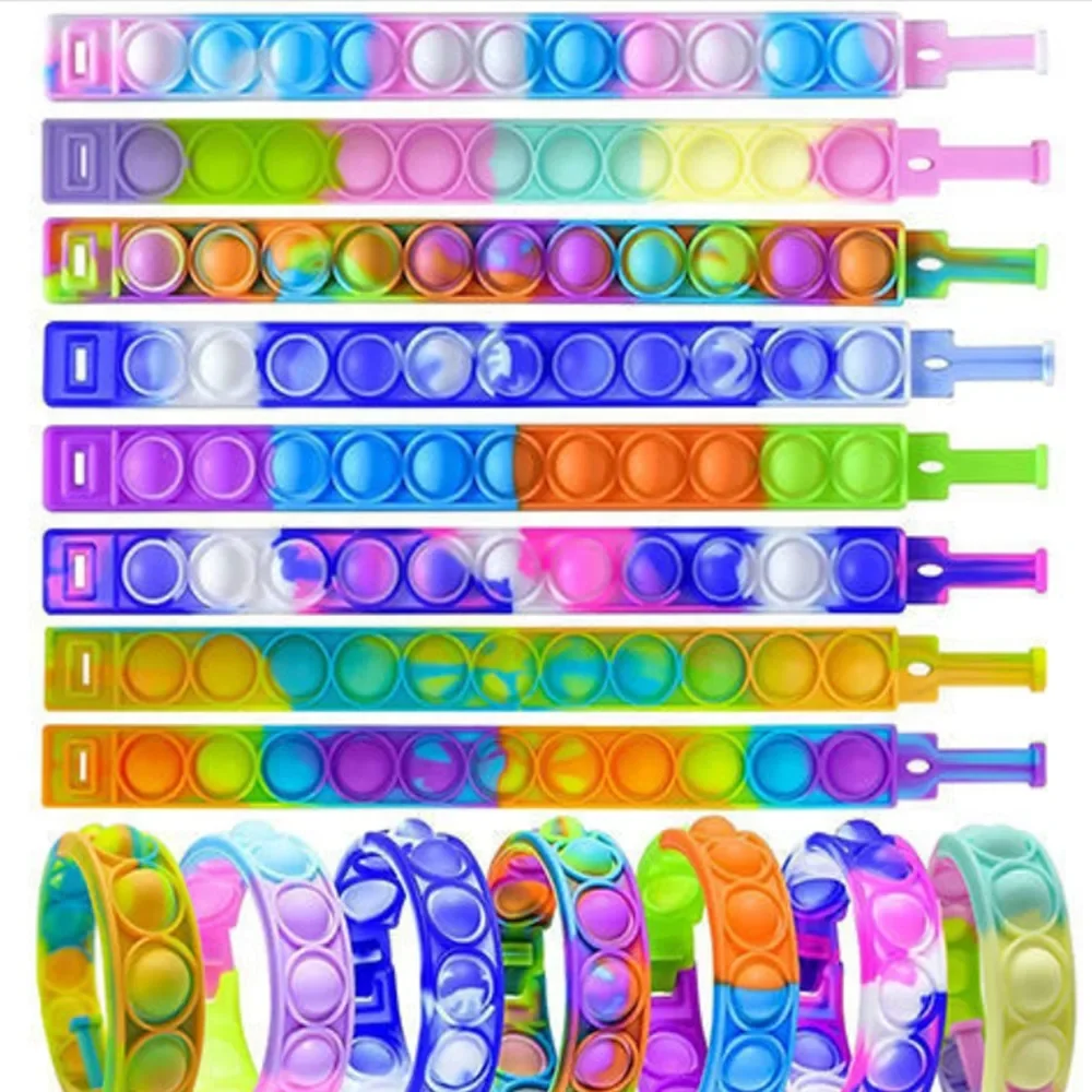Bubble Wristband 12/24/36PC Colorful Silicone For Children Birthday Party Wedding Guest Gifts Souvenirs Carnival Christmas