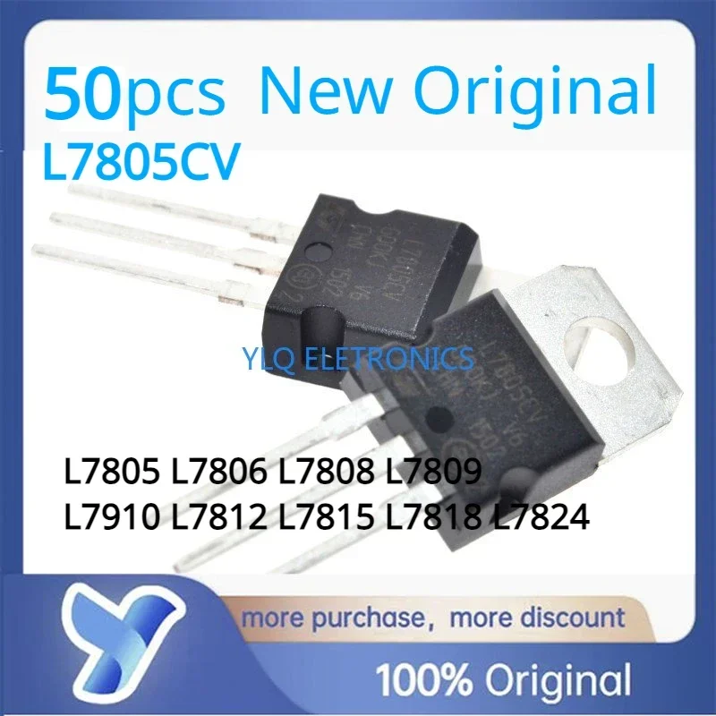 50 Pz 7805 7806 7808 7809 7810 7812 7815 7818 7824 7910 Lm317T Ic To-220 L7805Cv Lineare Positivo Fisso 1 Uscita 5V 1.5A