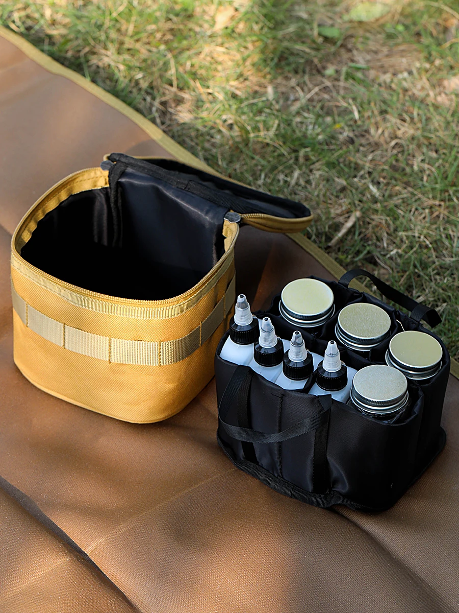 Kosibate Outdoor Camping Seasoning Bottle Bags Portable Picnic Barbecue Spice Jar Storage Handbag (Only Bag) 2