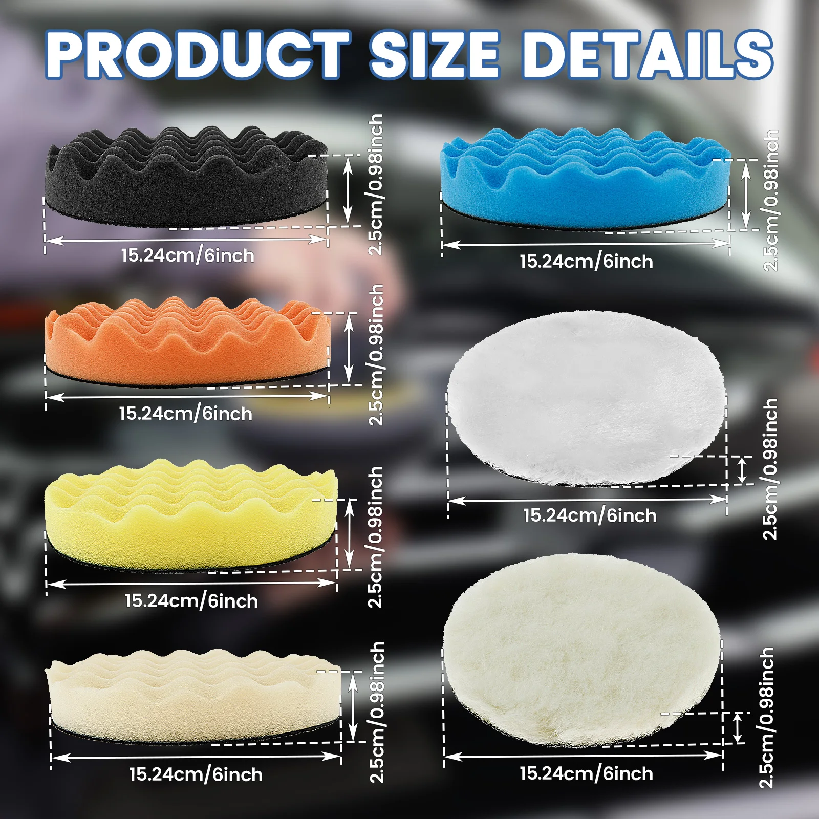 5/7 Pcs Car Polishing Sponge Pads Reusable Sponge and Woolen Polishing Pad Foam Pads Car Polishing Kit for Car Removes Scratches