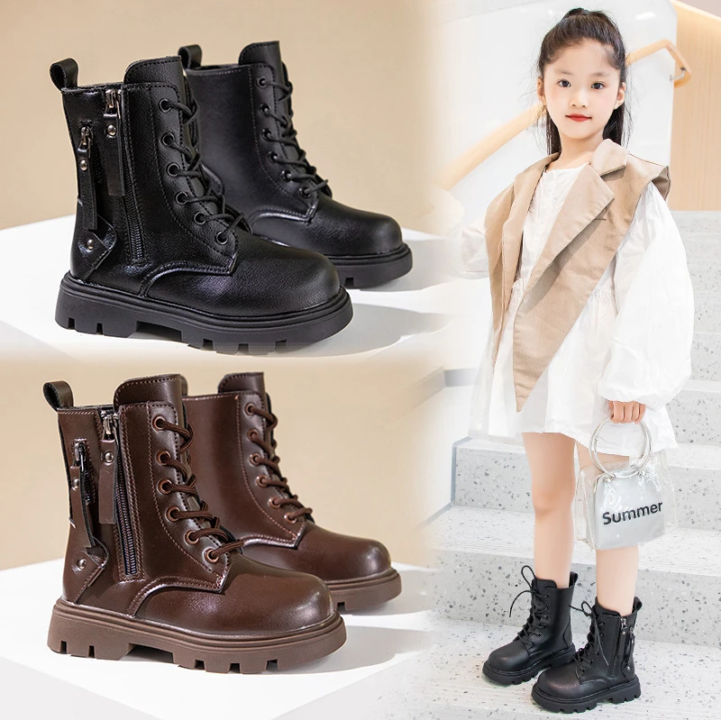 Girls Mid Calf Boots Autumn Breathable Soft Sole Kpop Style
