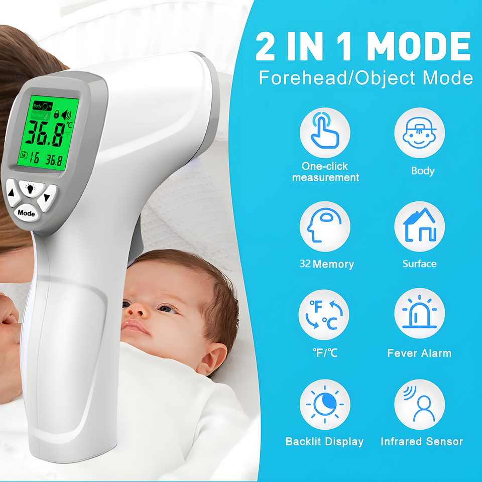 amzwn Digital Non-Contact Thermometer Infrared Thermometer Forehead Ear medical Termometro Body Fever Baby/Adult Temperature Gun