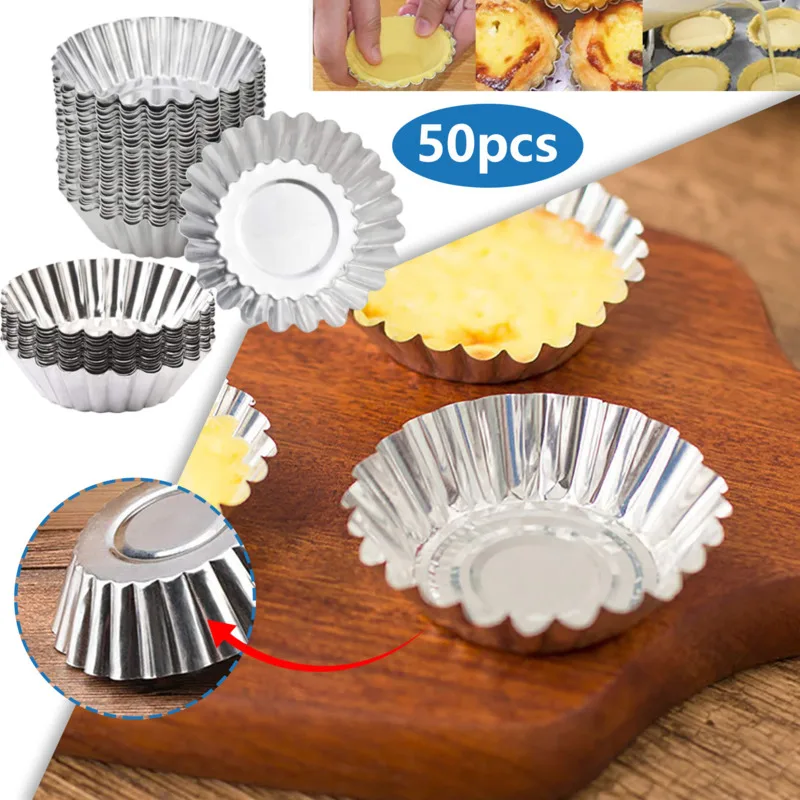 NonstickTartMold50pcsQuicheFlanPanMoldPiePizzaCupcakeEgg