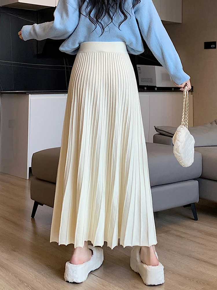 Winter Knit Skirt 9mm SURMIITRO Women Knitted Maxi Skirt 2023