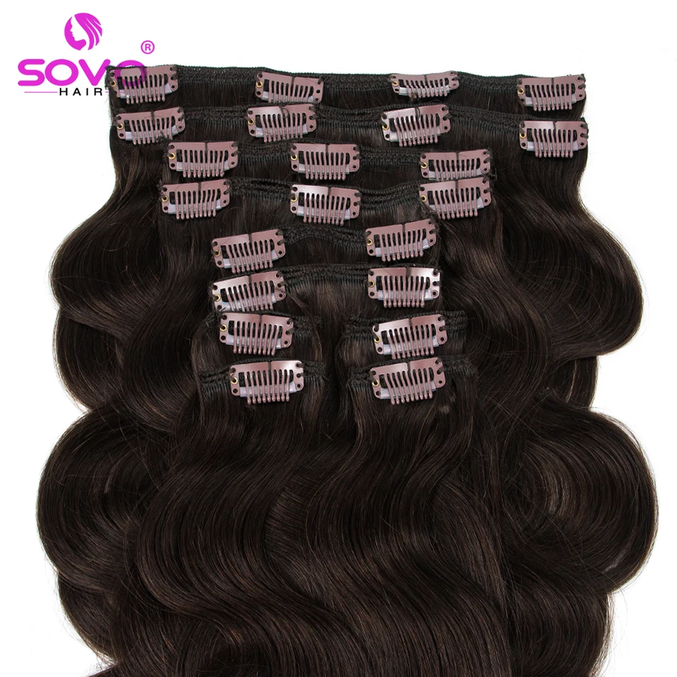 Chocolate Brown Body Wave Clip in Human Hair Extensions Peruvian Wavy Clip in HairPieces 120g 140G Full Remy Hair Clip-In On,hair extensions