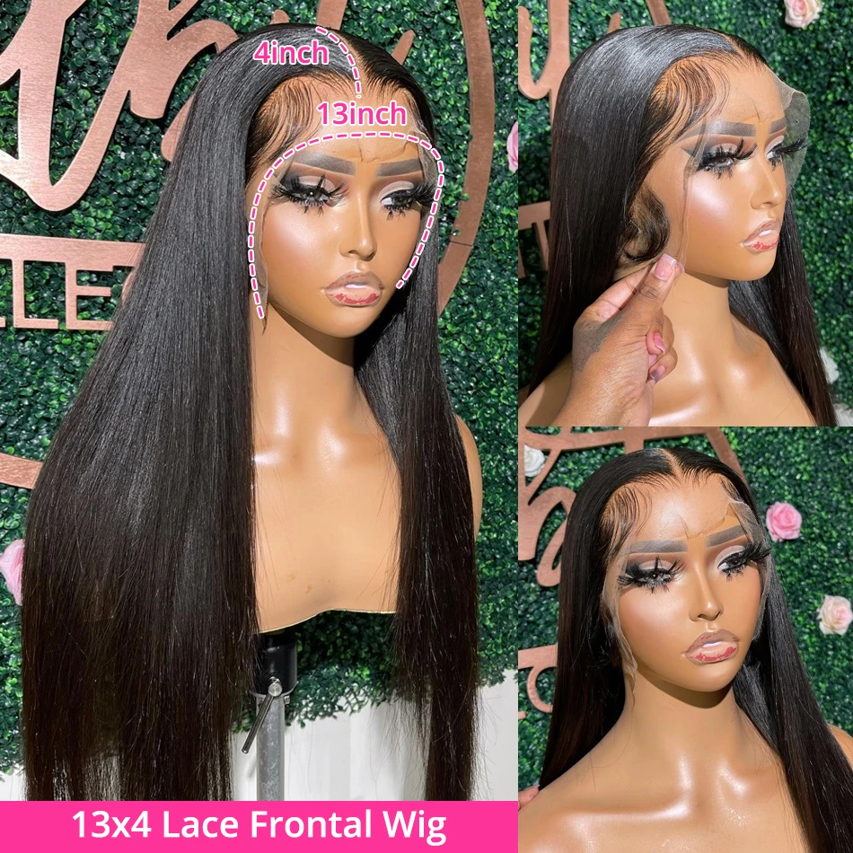 Brazilian Straight Human Hair Wig for Women 30-40 Inch Long 13x4 HD Lace Front 200 Density 13x6 Transparent Lace Frontal 2