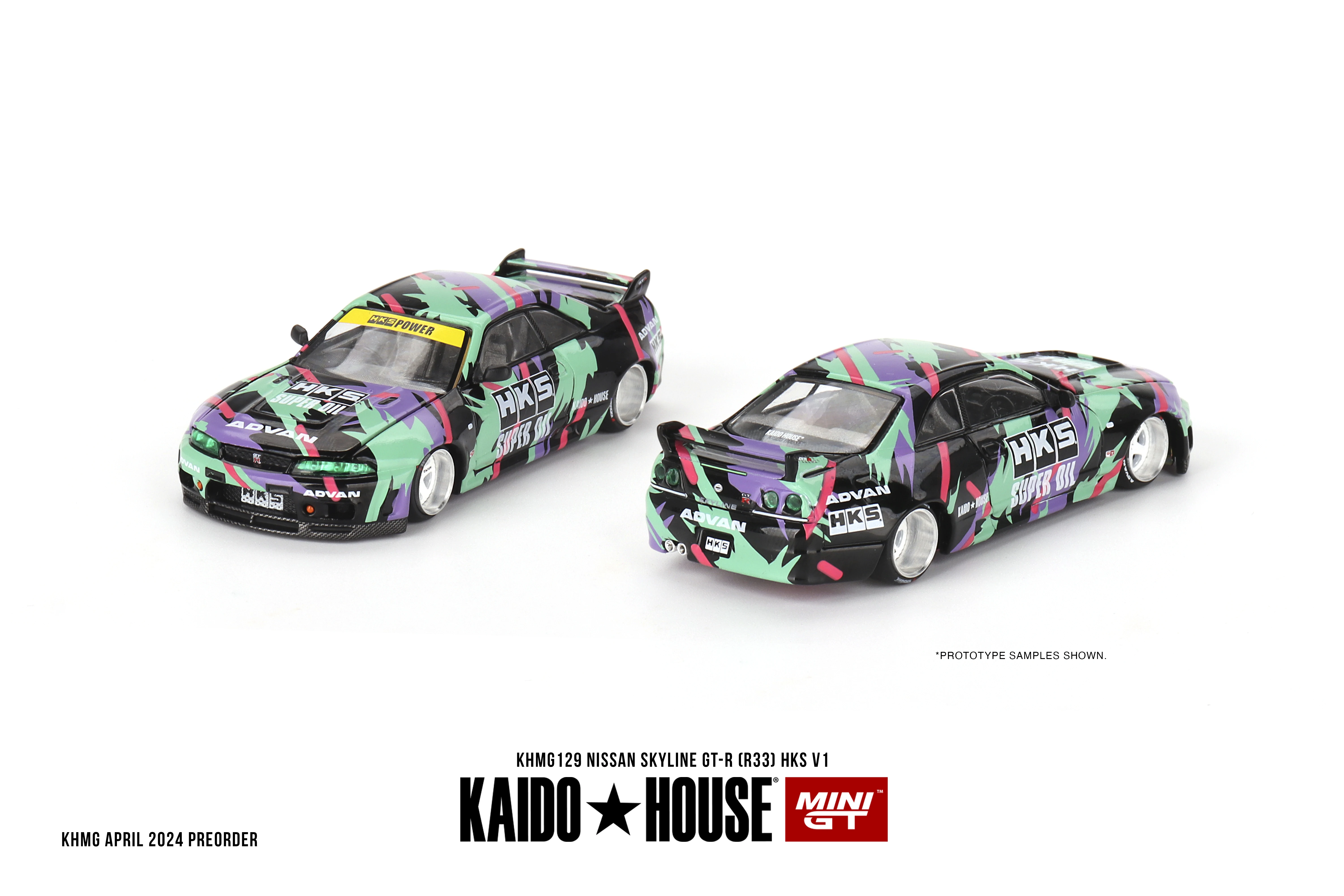 Kaido haus minigt skyline gtr r33 hks v1 khmg129 modell auto aus druckguss