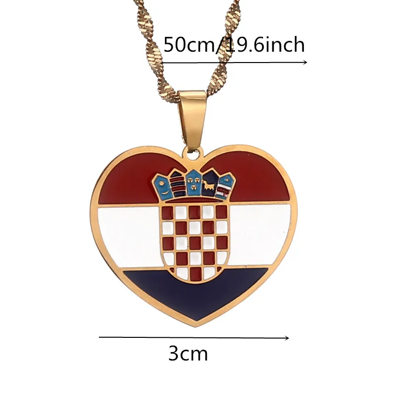Stainless Steel Croatia Flag Pendant Necklace for Women Men Croatian National Symbol Jewelry 2
