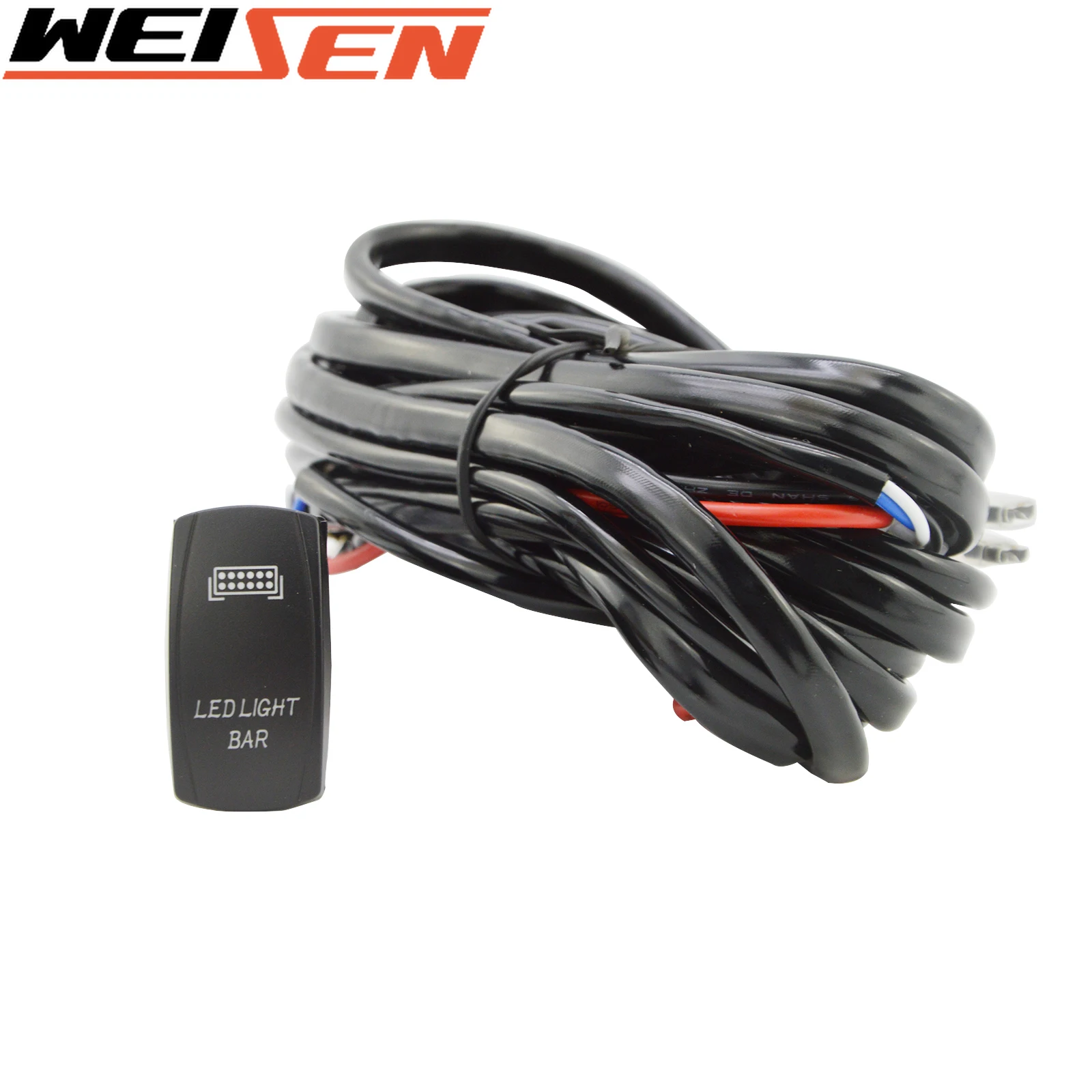 

3M Auto Car Cable Wiring Harness Kit with 40A Blue Rocker Switch "LED Light Bar" 300W Relay Blad Fuse Universal For Cars Truck