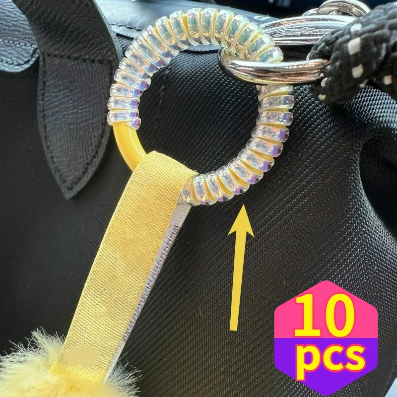 5 Stück-10 Stück für Labubu Anti-Drop-Schnalle, Silikonseil, Schlüsselanhänger, Schutzring, Aurora, weiß, transparent, gewundelt, fest, Anti-Drop