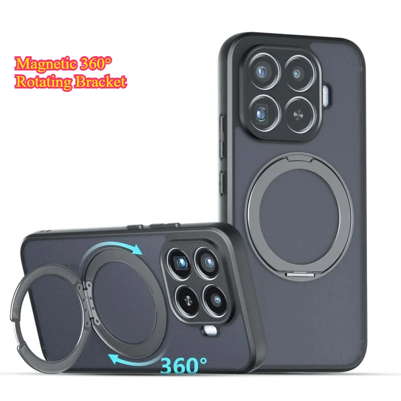 Acrylic PC Case with Magnetic 360° Rotating Bracket Stand and Hard Shell Back Cover