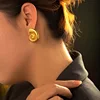 Stainless Steel Smooth Round Tube Chunky Hoop Earrings for Women Glossy Gold Plated Heart Geometric Threaded Ear Hoops Jewelry 3